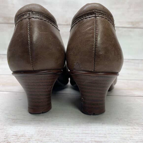 Earth Brown Pleated Leather Daytripper Bark Comfort Slip On Pumps Size 7.5B - Picture 5 of 14